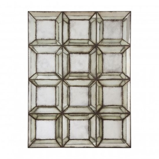 Raze Medium Multi Box Design Wall Mirror In Antique Silver Frame