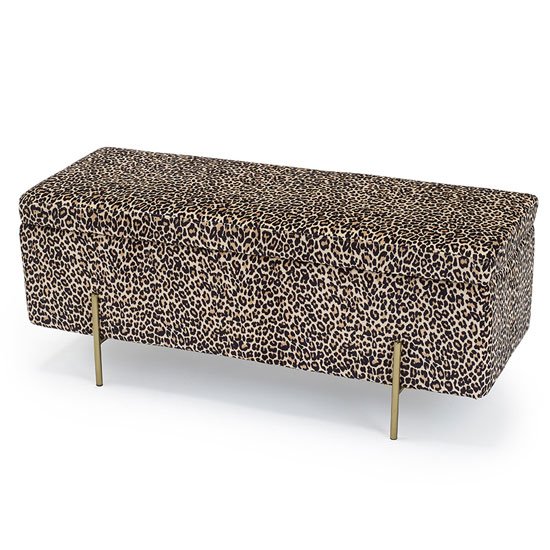 Lola Velvet Storage Ottoman In Leopard Print