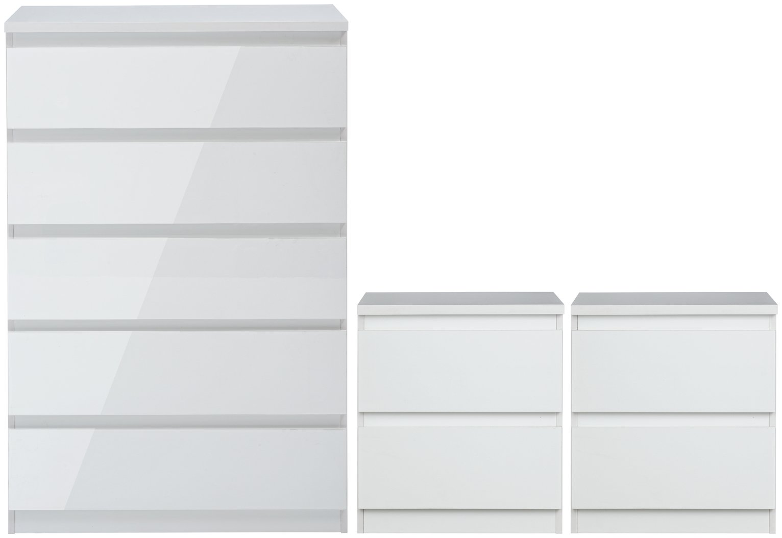 Habitat Jenson Gloss 2 Bedside & 5 Drawer Chest Set-White