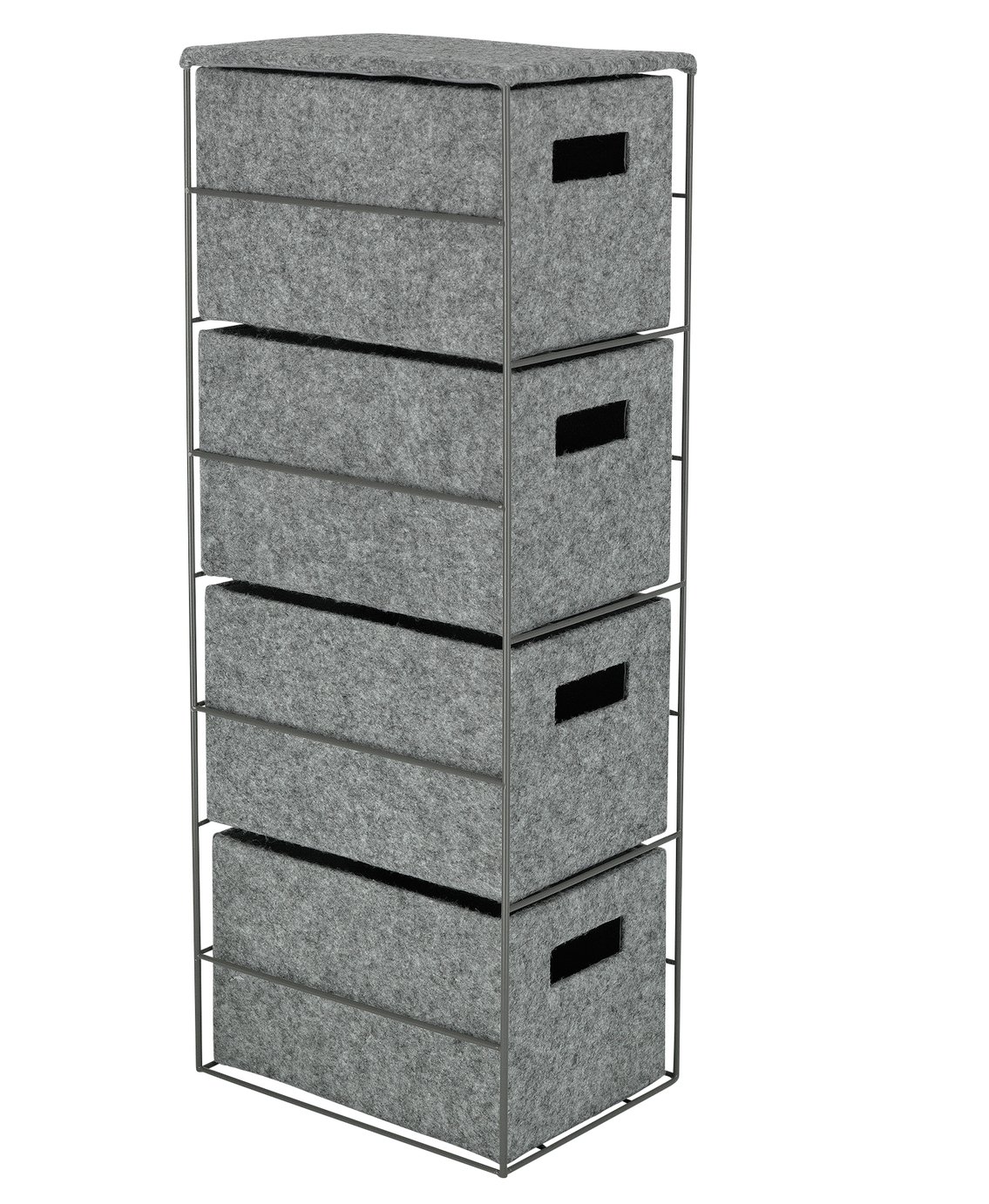 Argos Home Slimline Felt 4 Draw Storage Tower - Grey