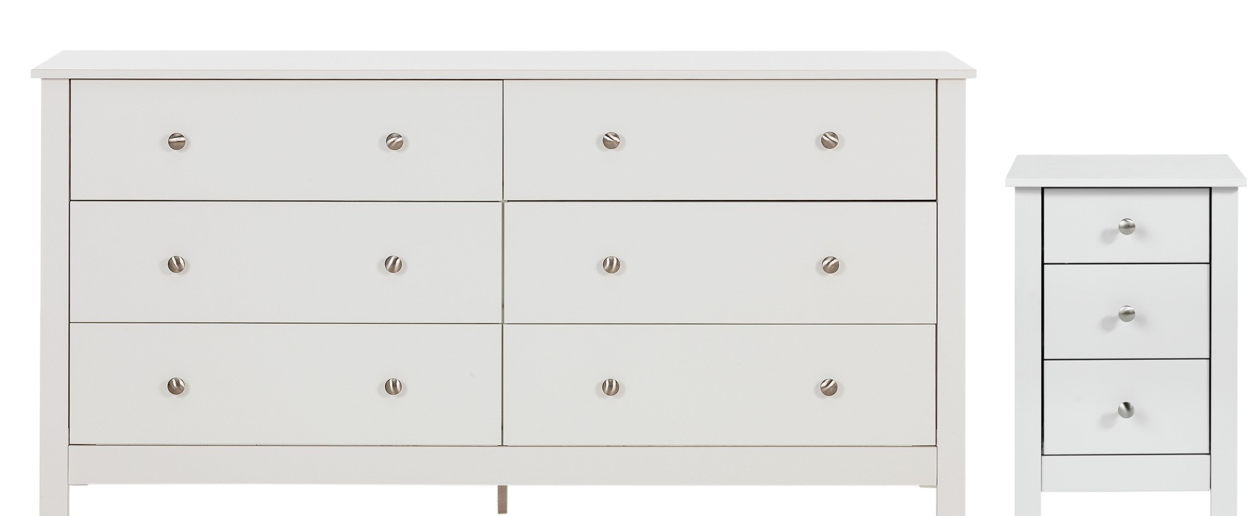 Habitat Osaka Bedside & 3+3 Drawer Chest Set - White