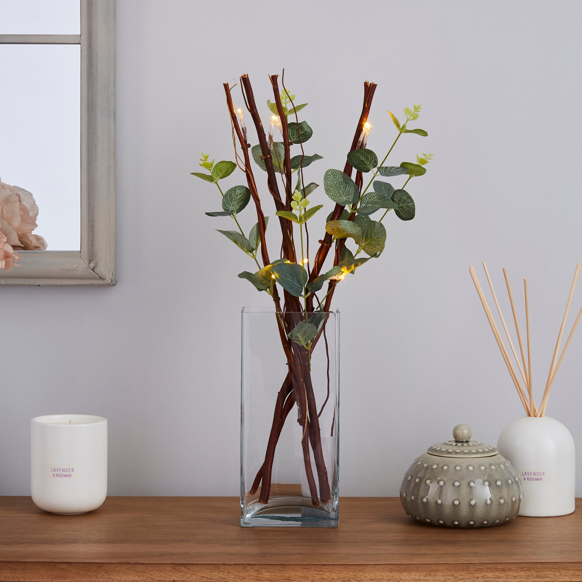 Green Eucalyptus Brown Mini Twig Lights Green