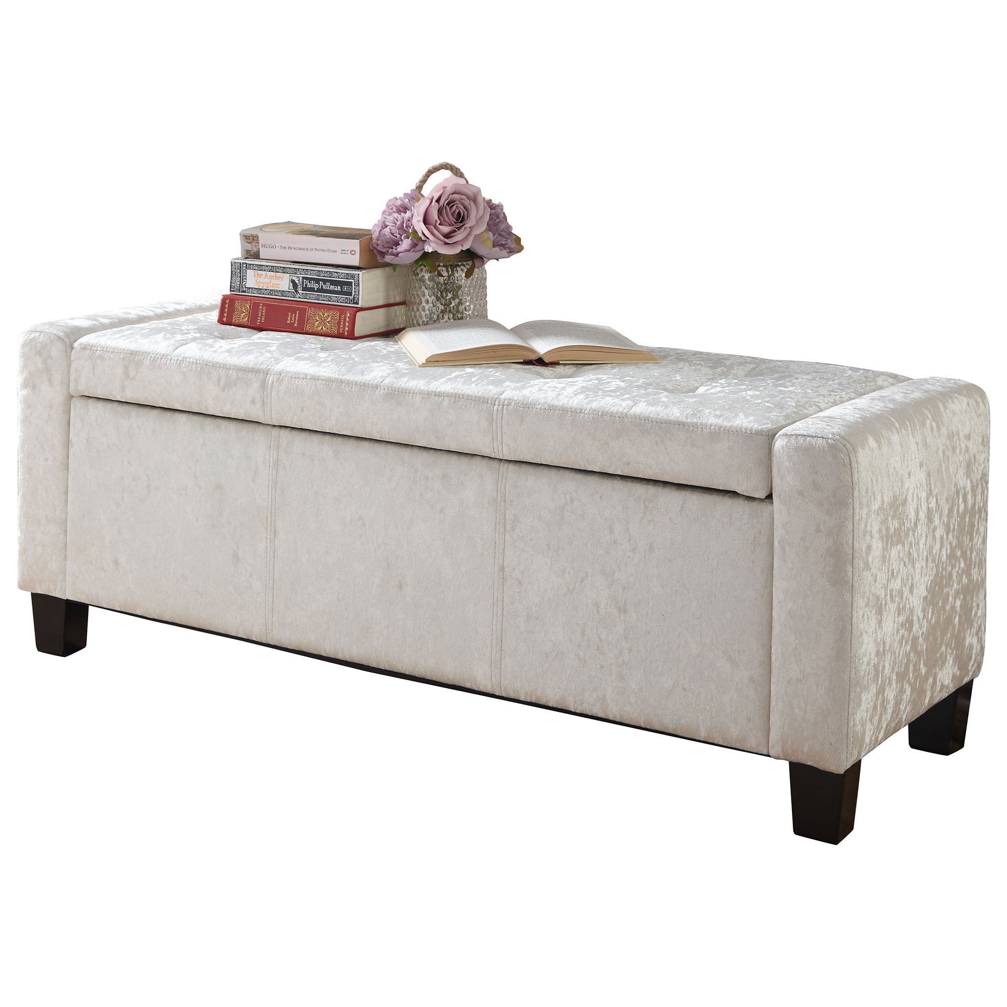 Verona Crushed Velvet Ottoman Cream