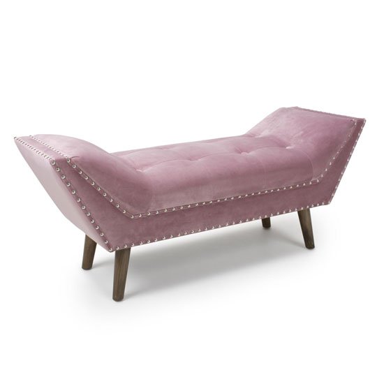Mulberry Medium Brushed Velvet Chaise In Pink With Wooden Feet
