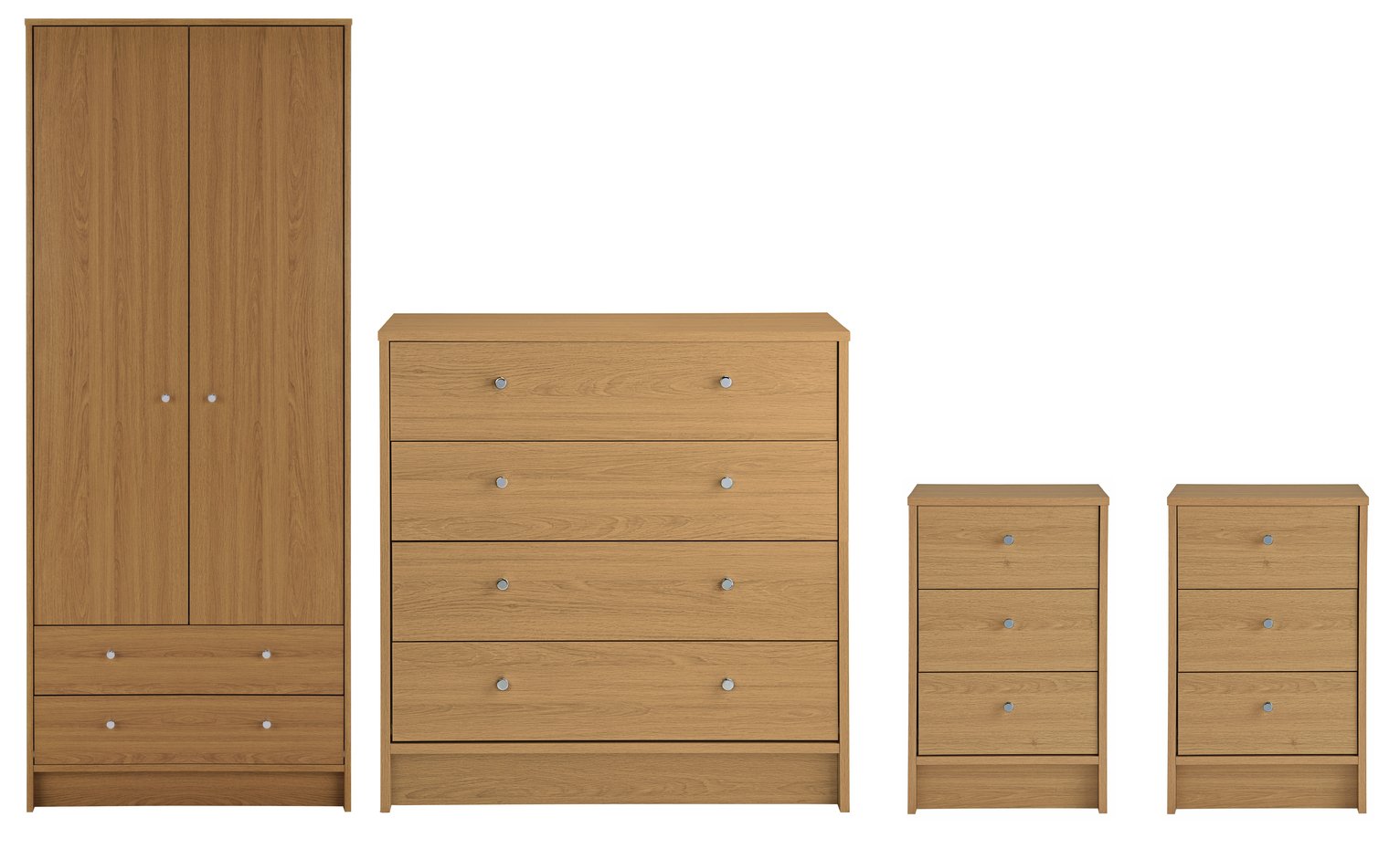 Argos Home Malibu 4 Piece 2 Door Wardrobe Set - Oak Effect