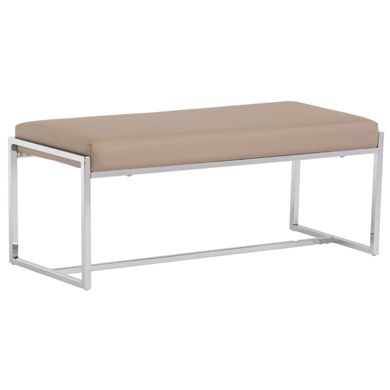 Soho Faux Leather Dining Bench In Stone