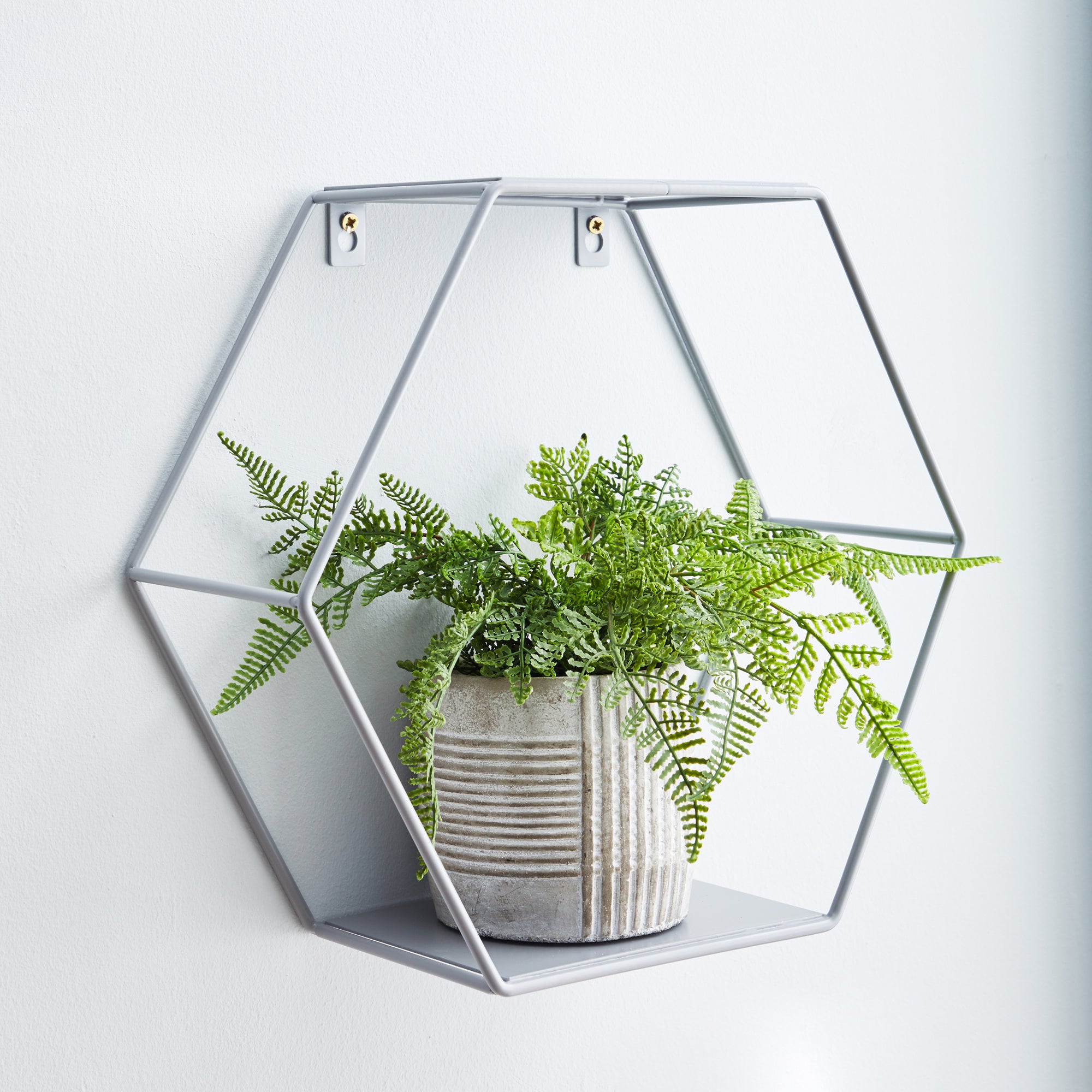 Hexagonal Grey Wall Shelf Grey
