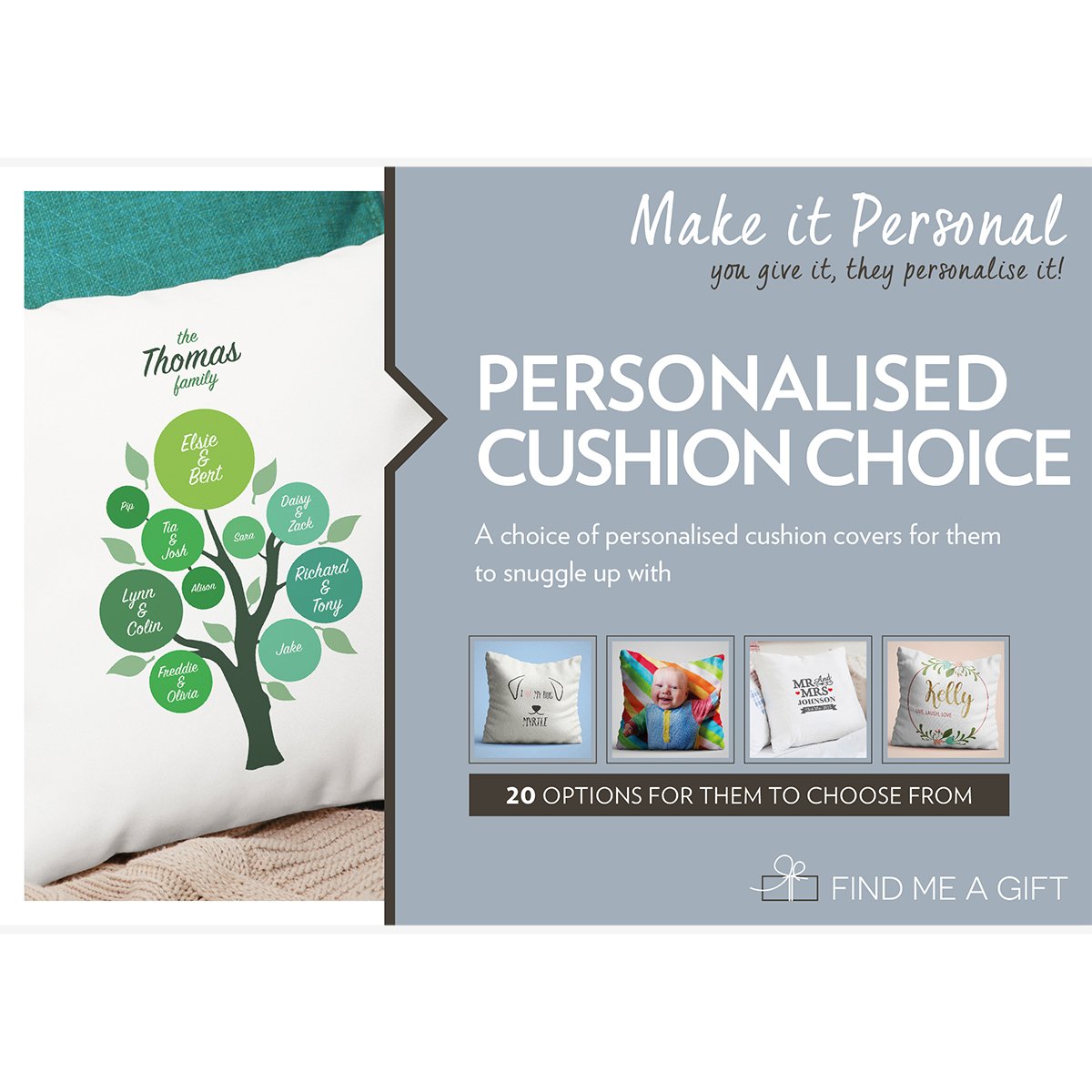 Personalised Cushion Choice For One Gift Experience