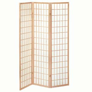 Wooden Folding Room Divider In Natural Finish