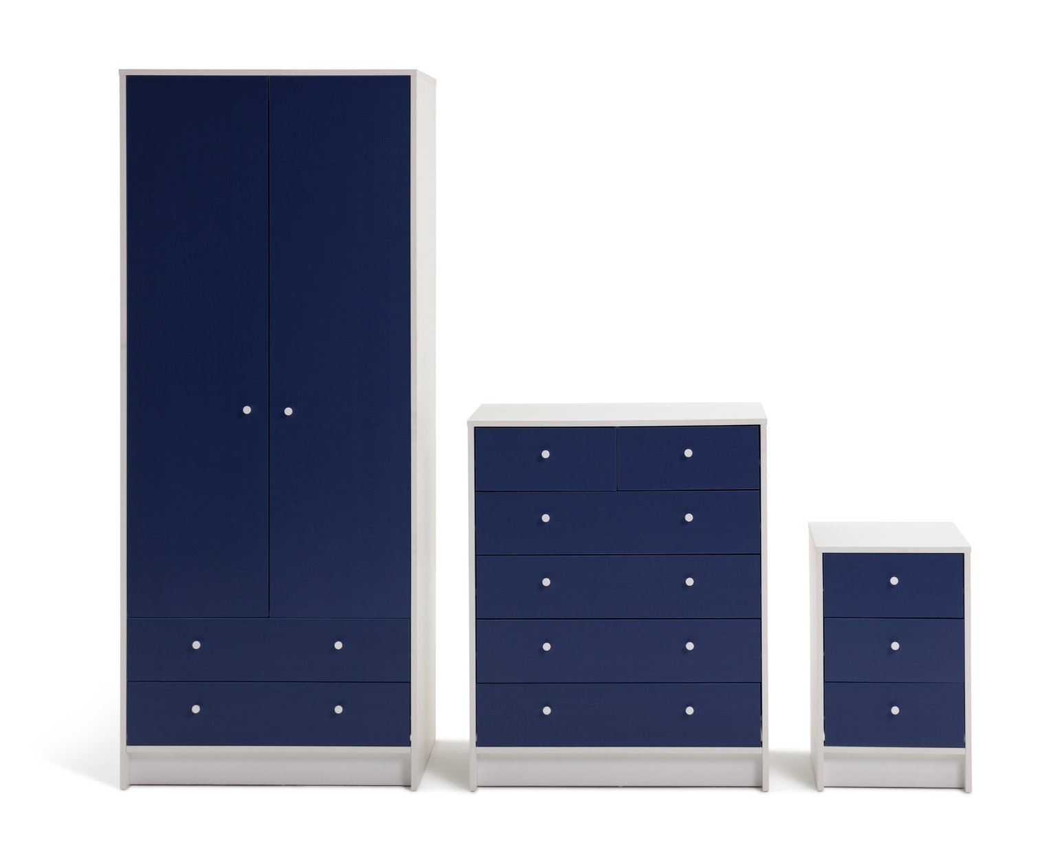Argos Home Malibu Kids 3 Piece 2 Door Wardrobe Set - Blue 2