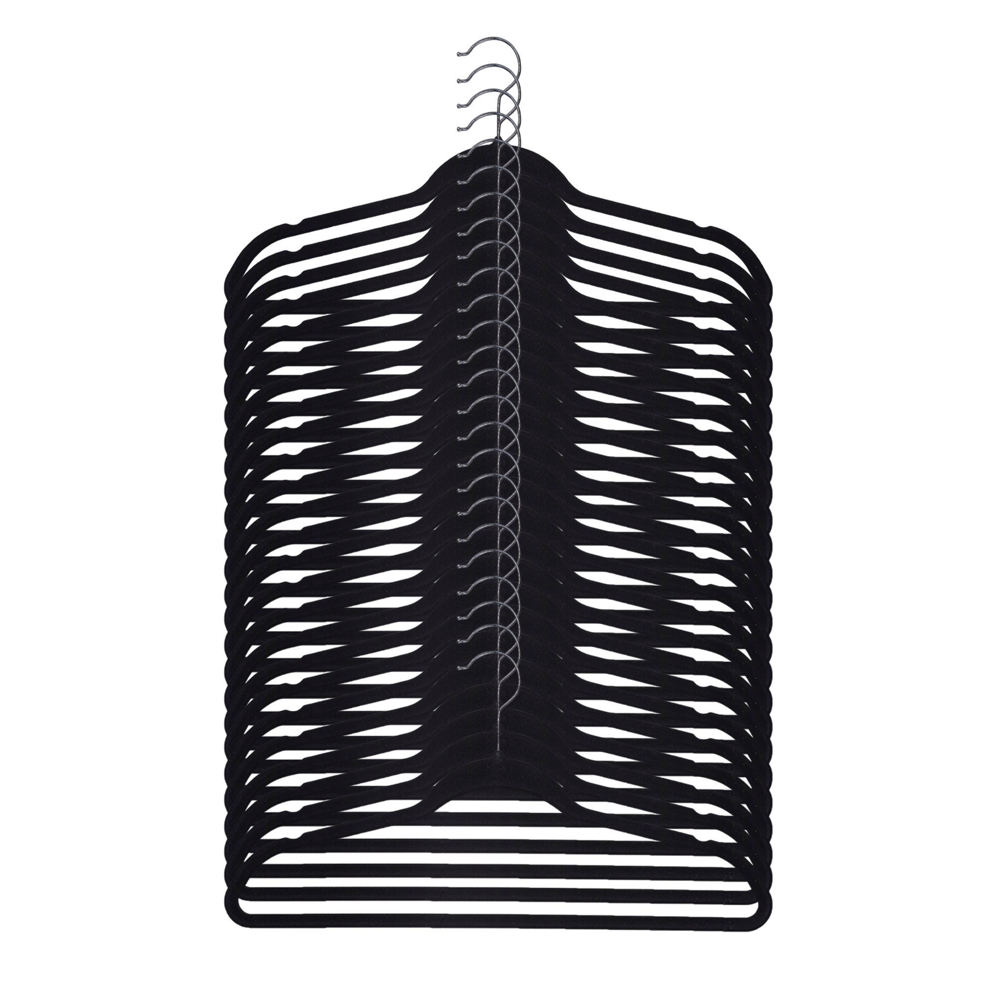 Pack Of 25 Black Flocked Hangers Black