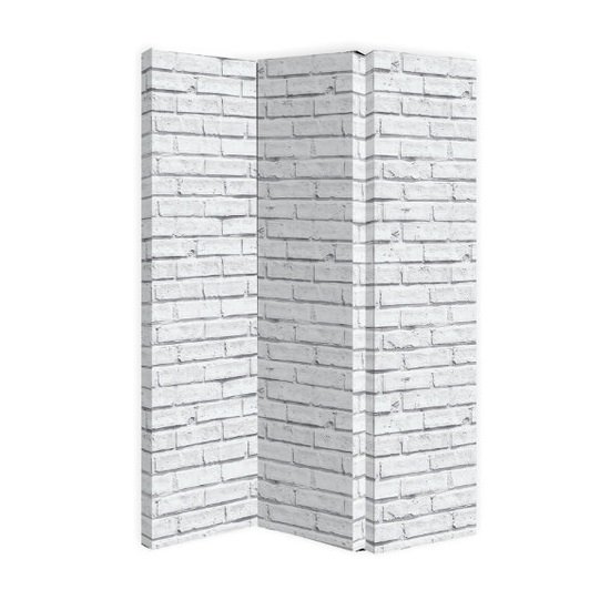 Gossette Canvas Room Divider Screen In White Brick Design