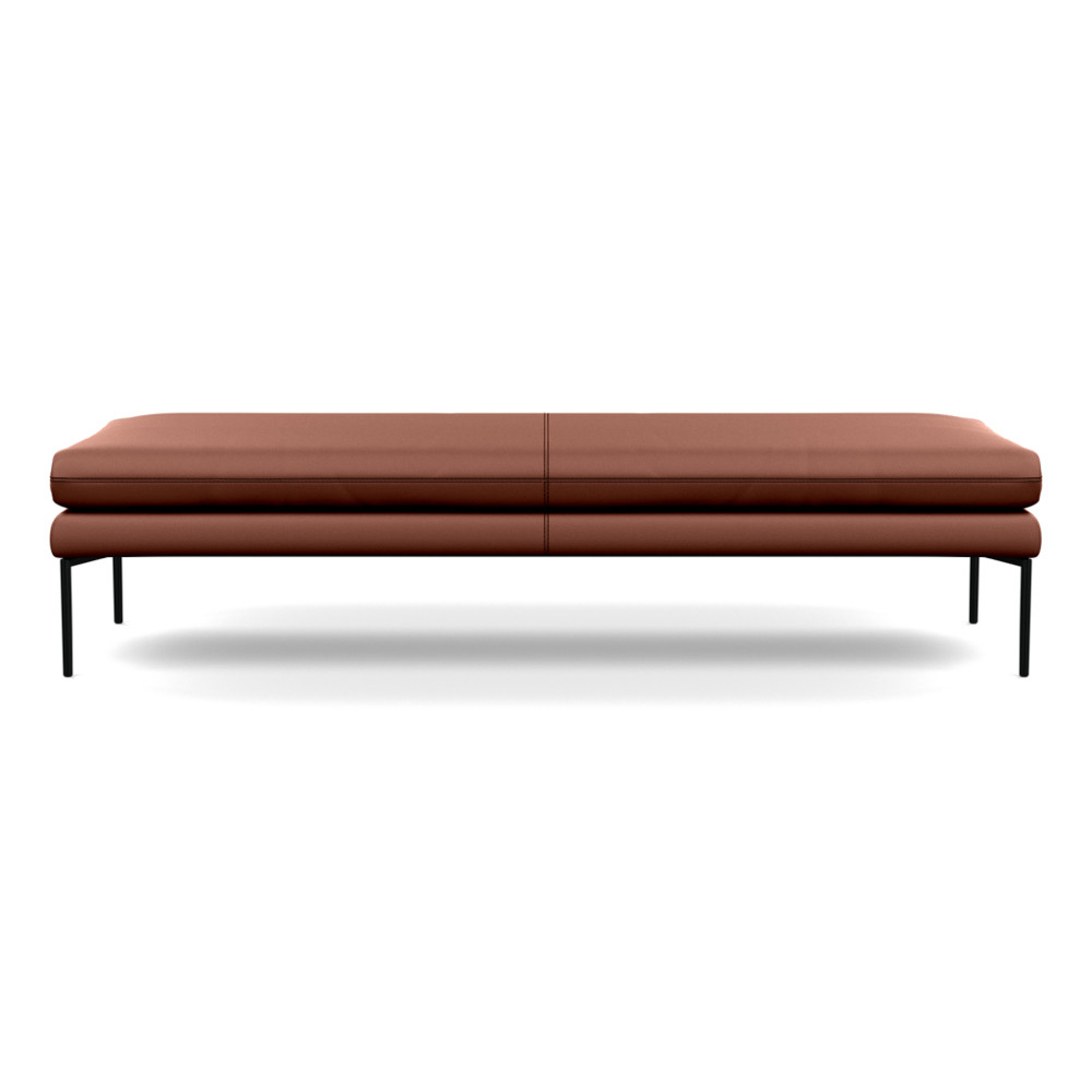 Heal's Matera Bench 180cm Leather Grain Dark Brown 068 Black Feet