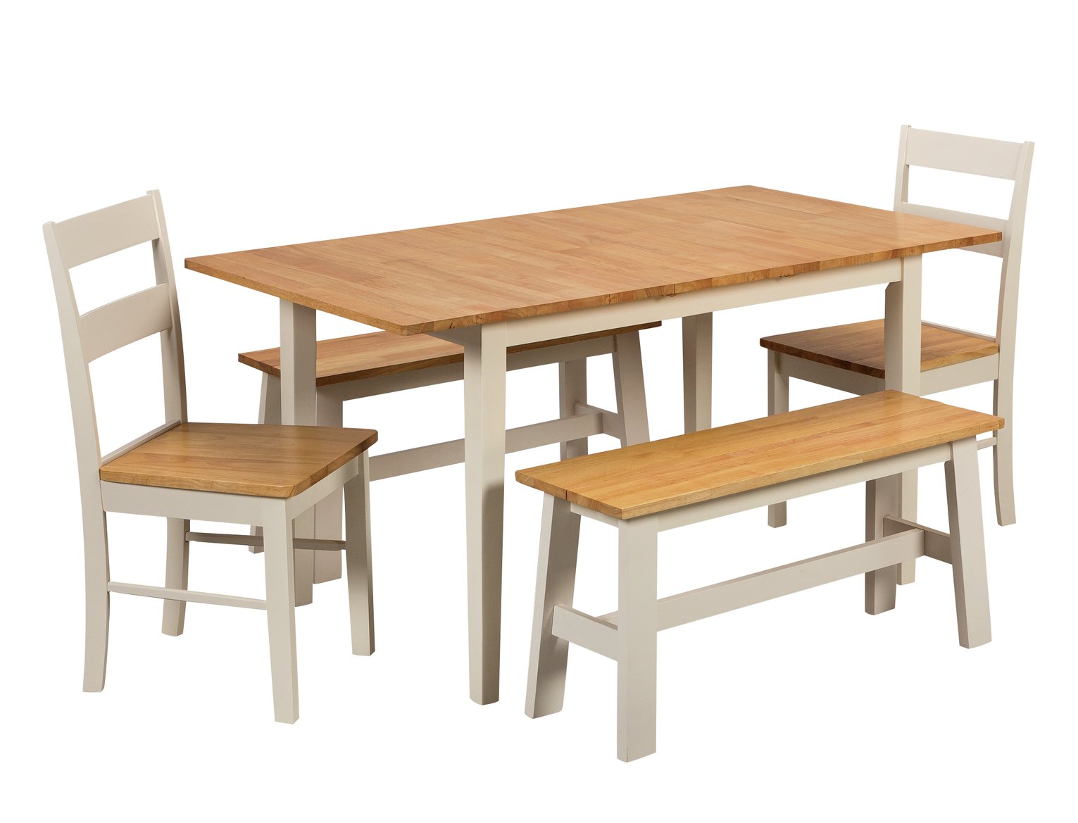 Habitat Chicago Extending Table, 2 Benches & 2 Chairs