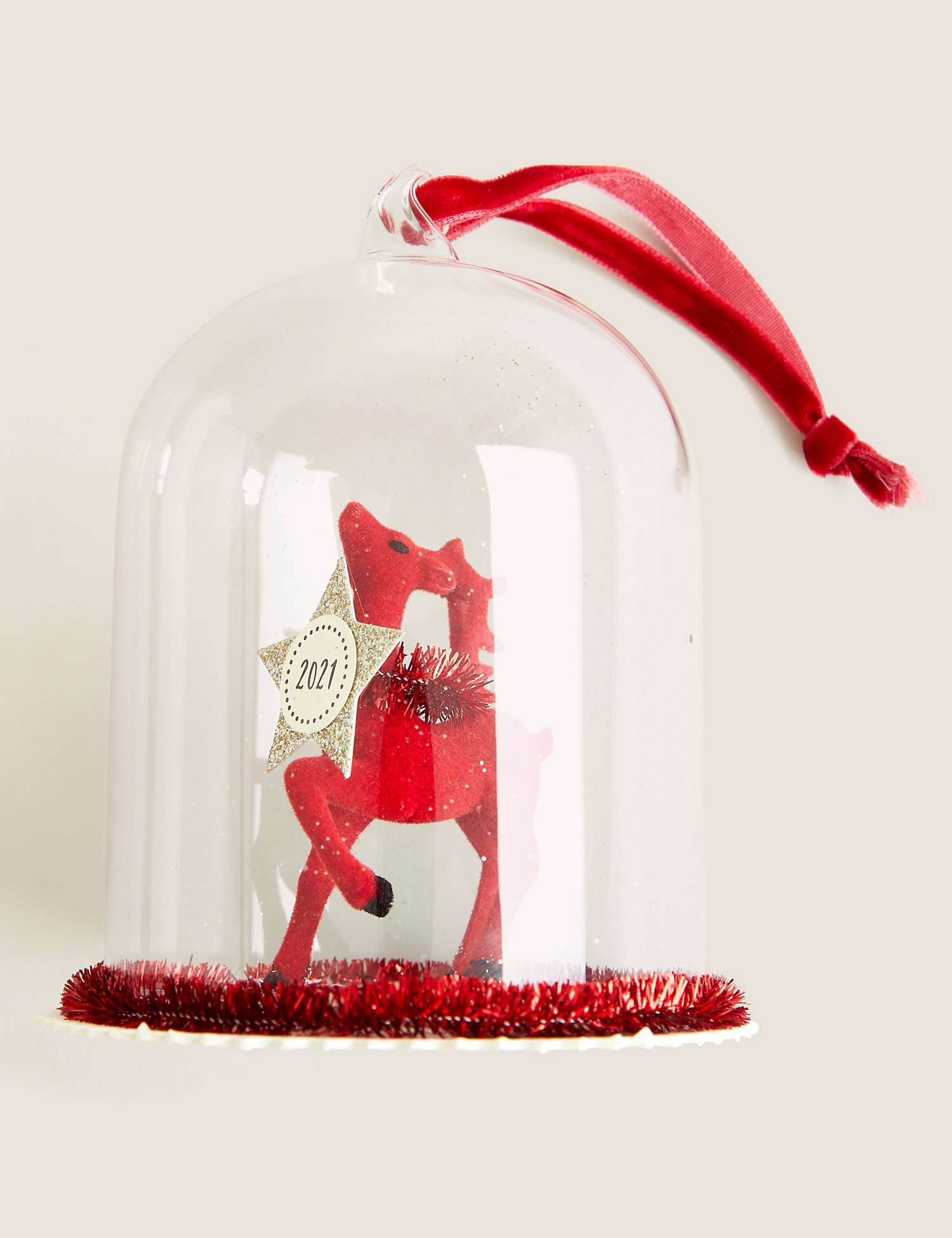 M&S Glass Hanging Deer Decoration
