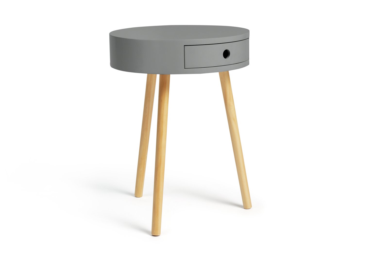 Habitat Otto 1 Drawer Round Bedside Table - Grey