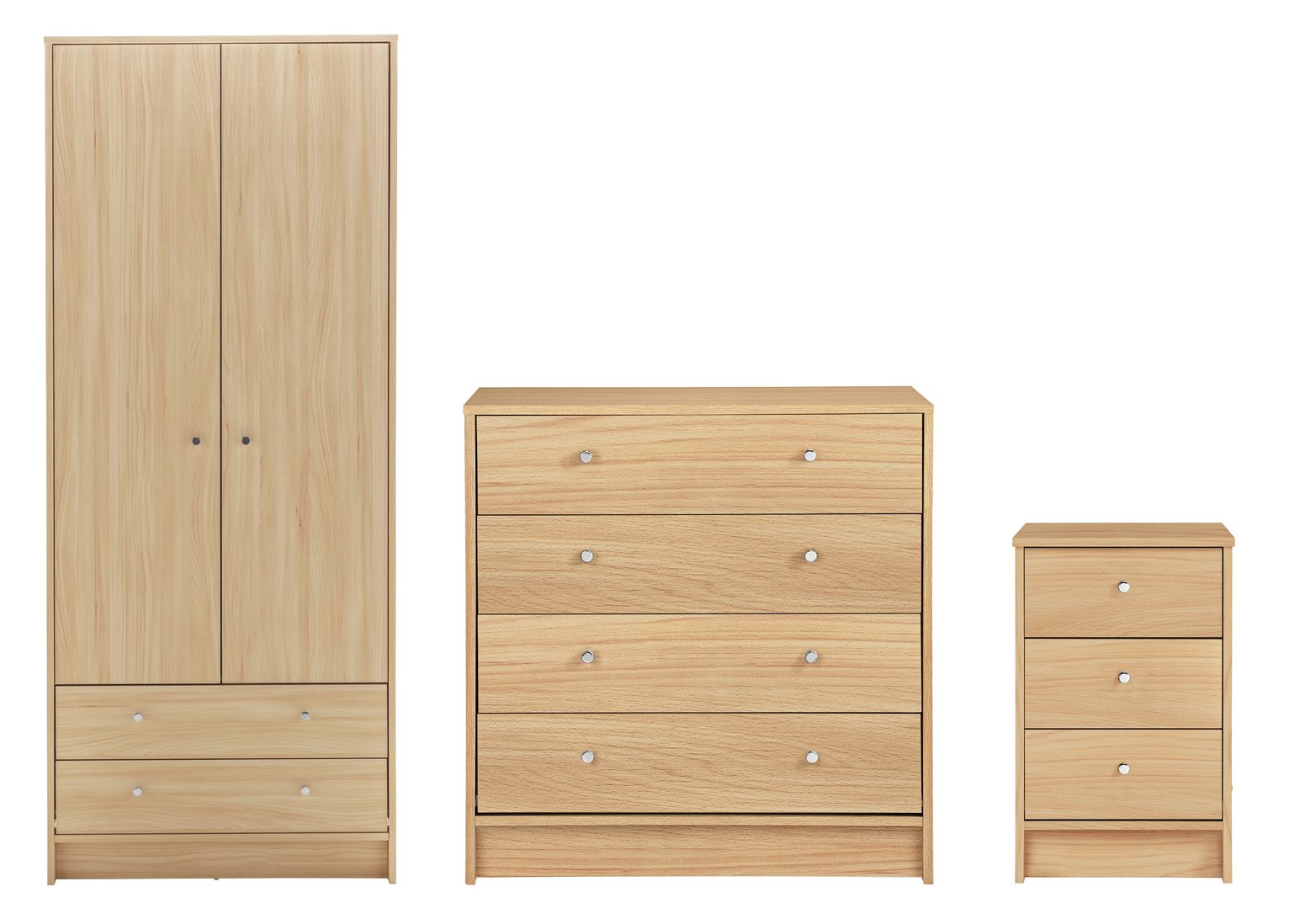 Argos Home Malibu 3 Piece 2 Door Wardrobe Set - Beech Effect