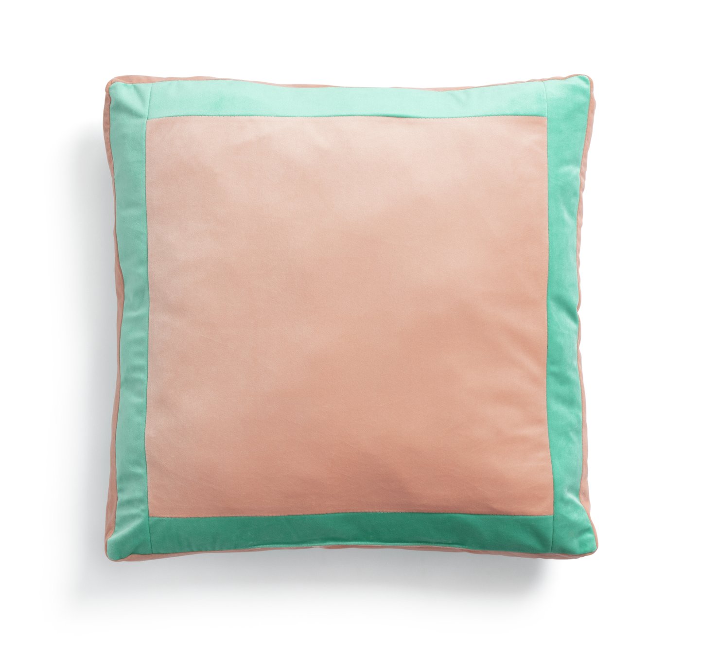 Habitat Velvet Block Patterned Cushion - Peach