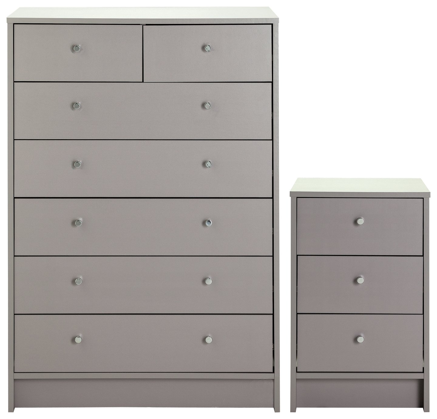 Argos Home Malibu Bedside & 5+2 Drawer Chest Set - Grey