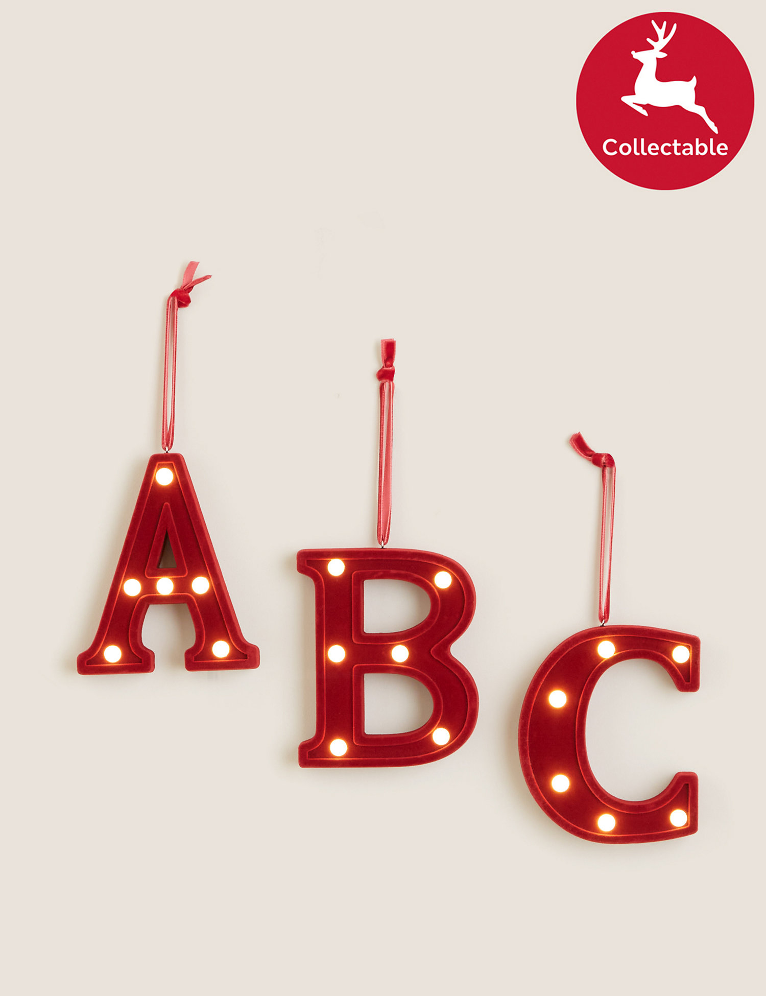 M&S Red Velvet Light Up Letter Decoration