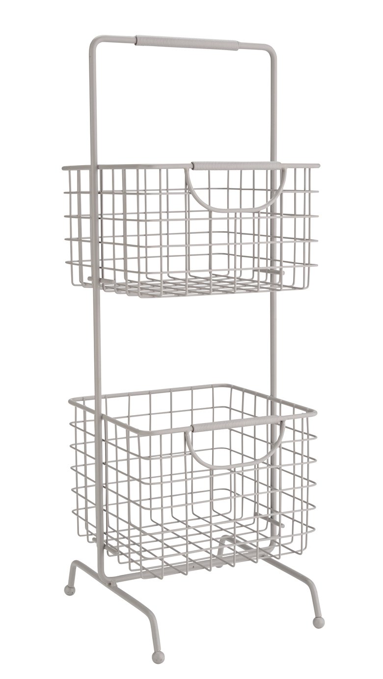 Argos Home 2 Tier Wire Storage Basket - Matt Grey