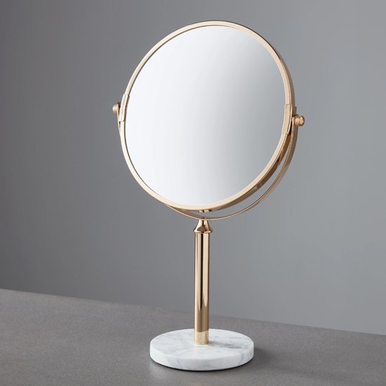 Manhattan Bedroom Mirror In Gold Frame With Marble Base