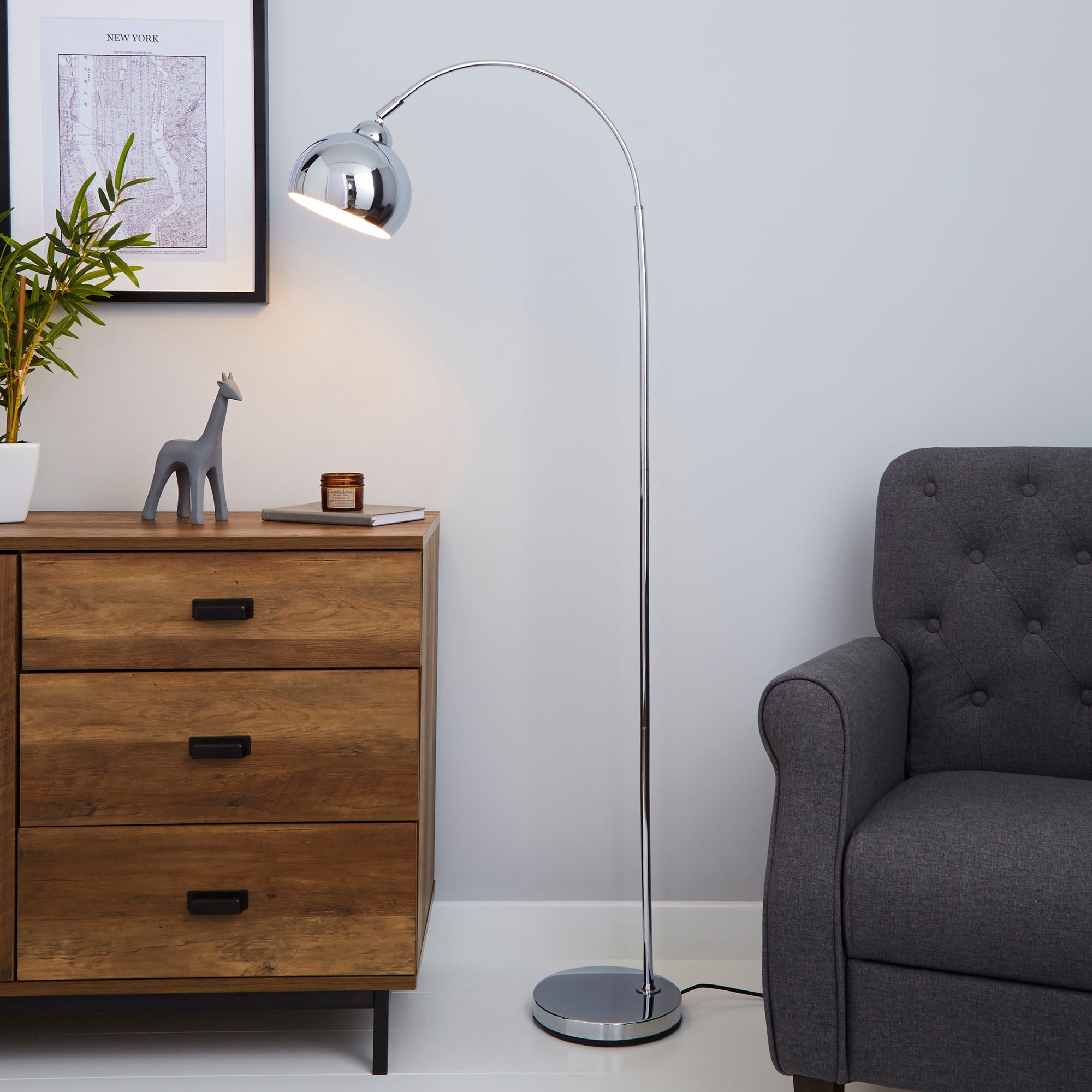 Herm Arc Chrome Floor Lamp Chrome