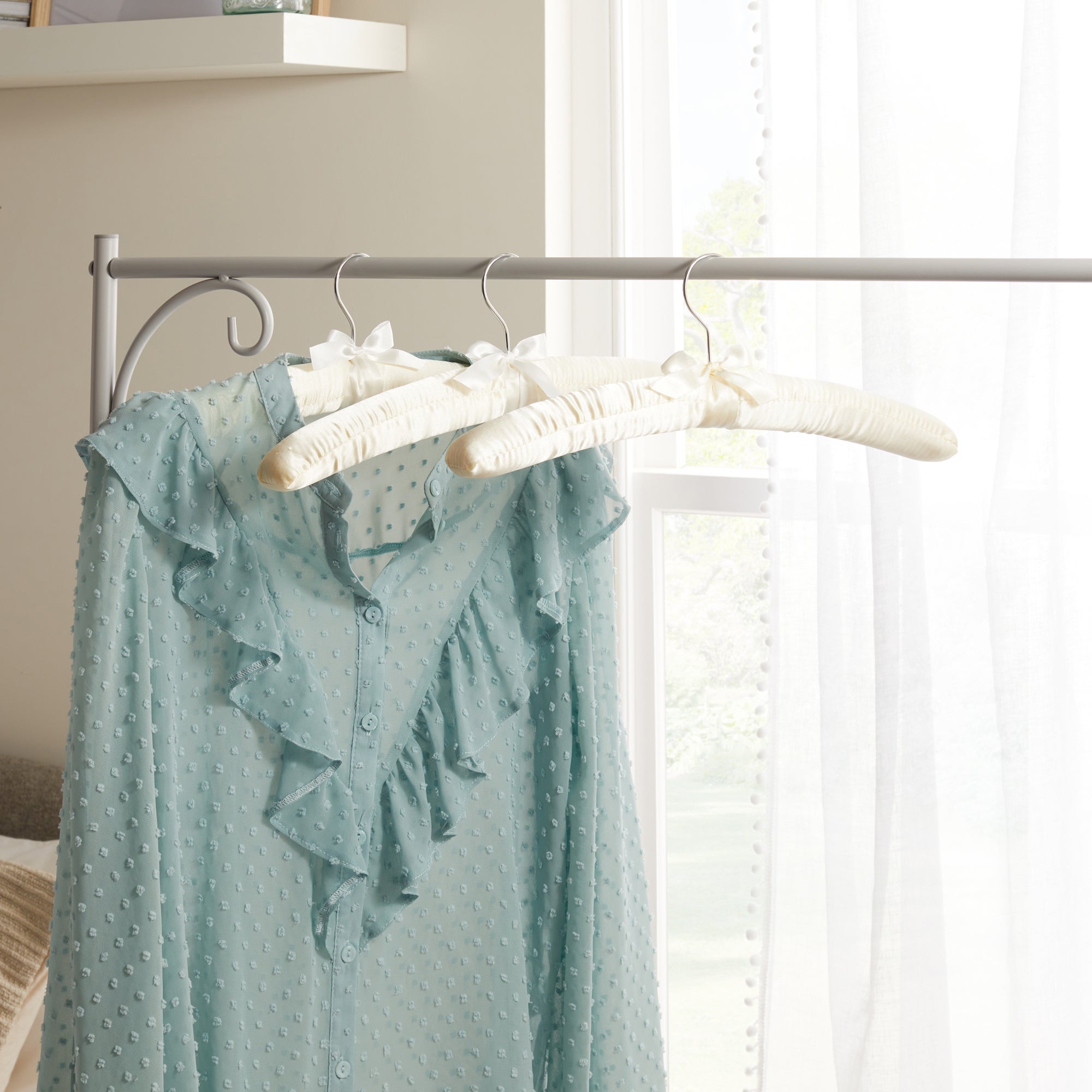 Set of 3 Luxe Ivory Satin Hangers Ivory