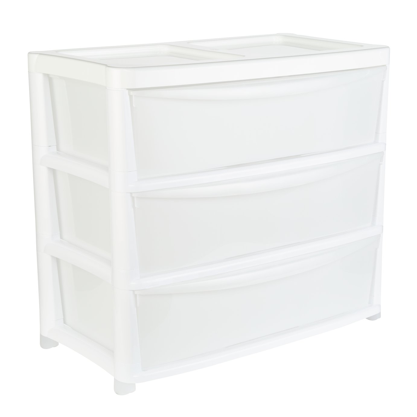 Argos Home Gloss Jumbo Wide Plastic Storage 3 Drawer - White