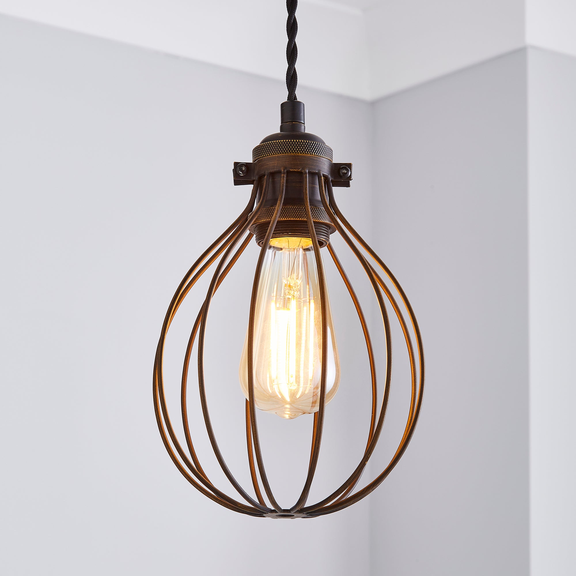 Charlie Industrial Bulb Cage Brown