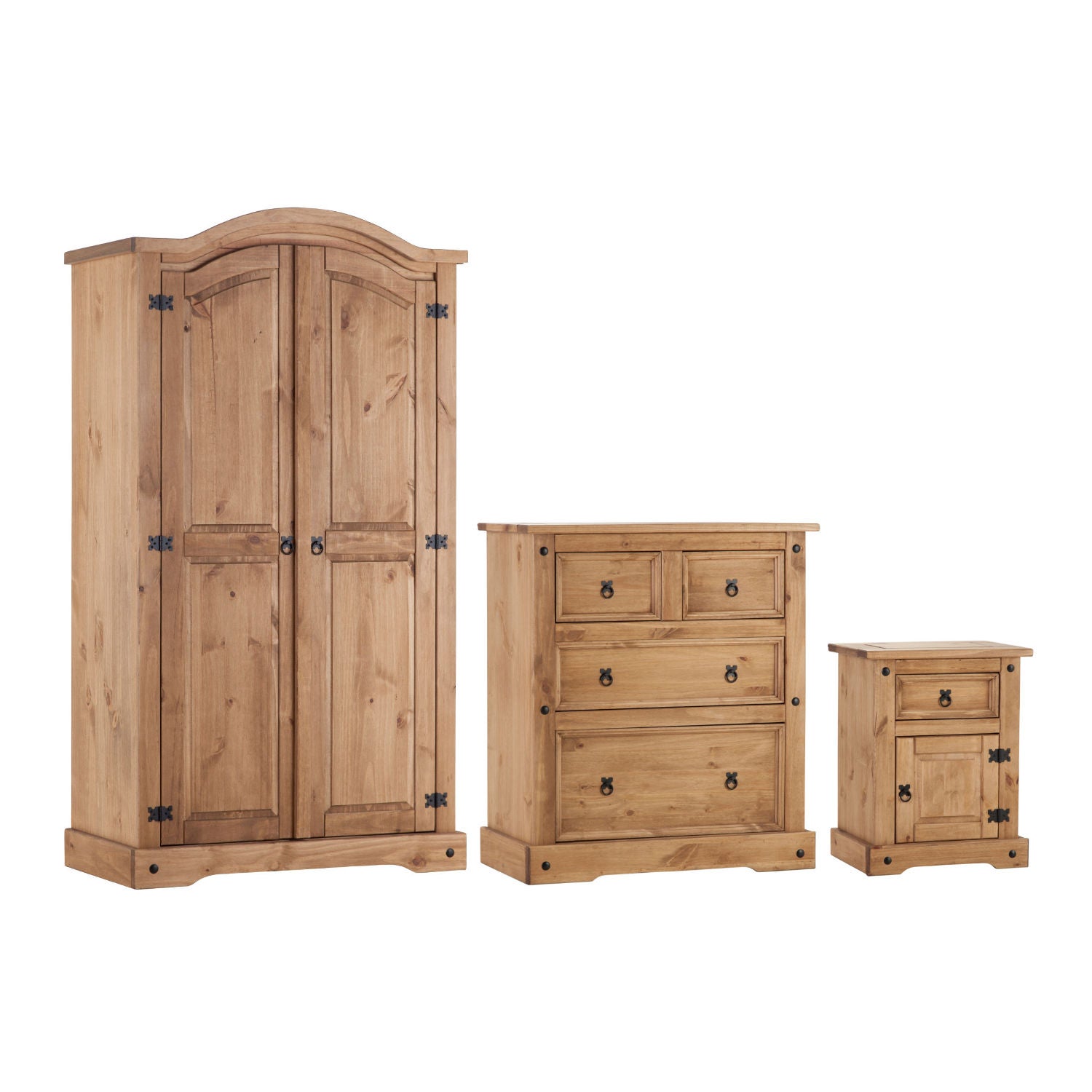 Corona Trio Bedroom Furniture Set Brown