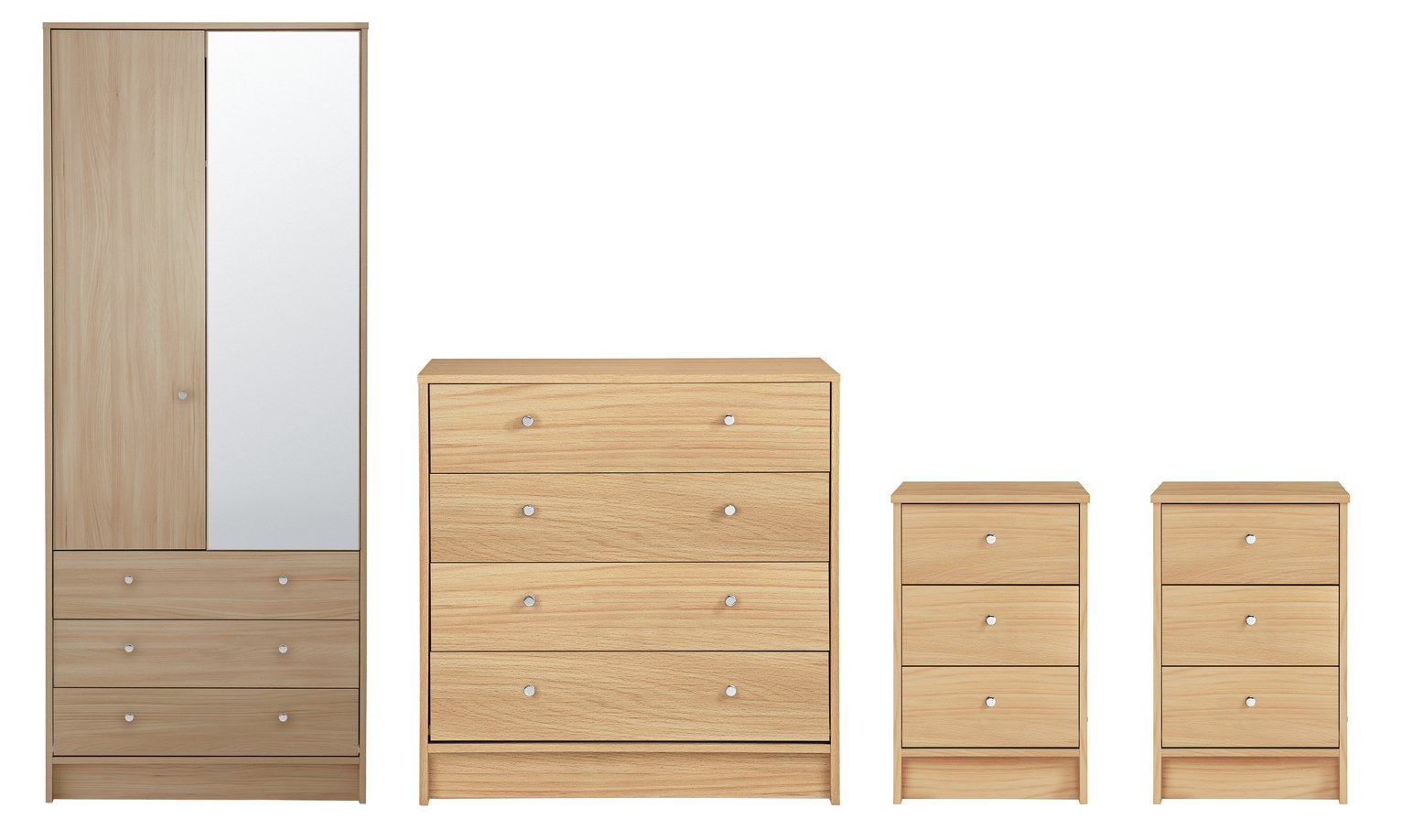 Argos Home Malibu 4 Piece 2 Door Wardrobe Set - Beech Effect
