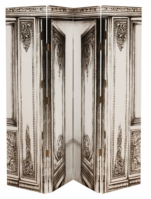 Roman Print Grey and White Canvas Room Divider Home and Office