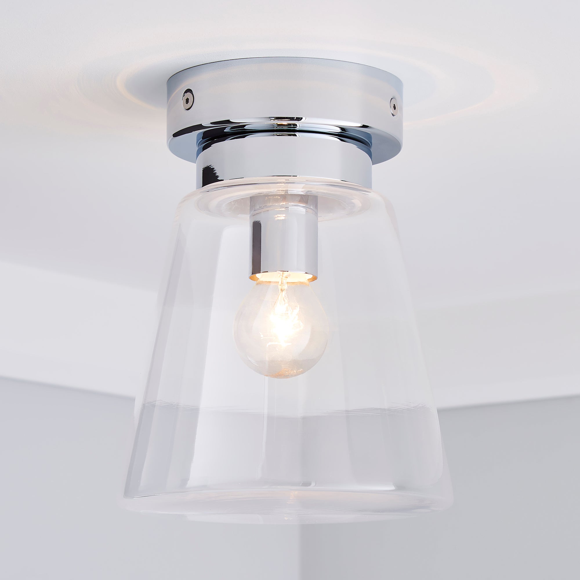 Delavin 1 Light Pendant Glass Flush Bathroom Ceiling Fitting Silver