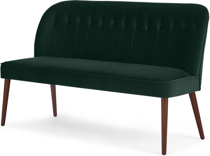 Margot Dining Bench, Pine Green Velvet
