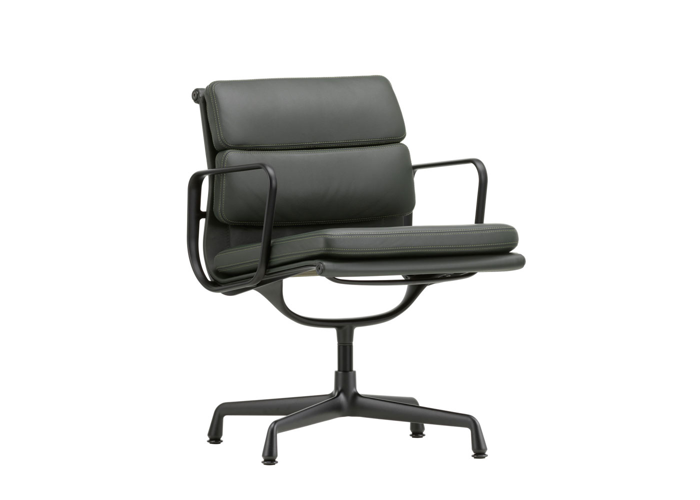Vitra Eames EA208 Soft Pad Chair Premium Leather Classic Height