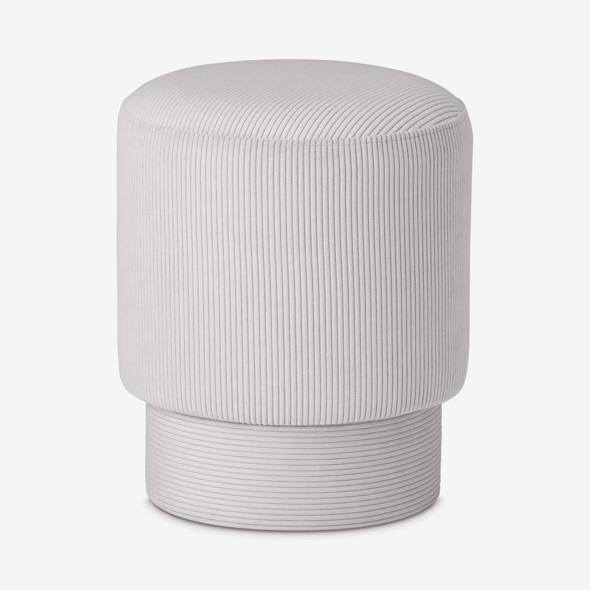 Volta Pouffe, Small, Stone Grey Corduroy Velvet
