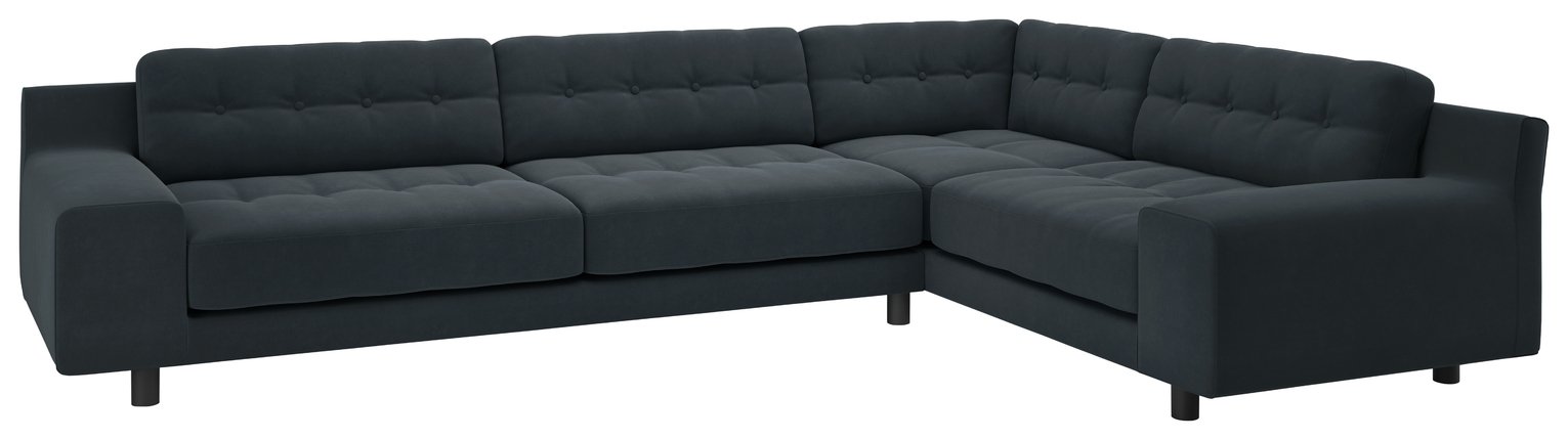 Habitat Hendricks Left Corner Velvet Sofa - Charcoal
