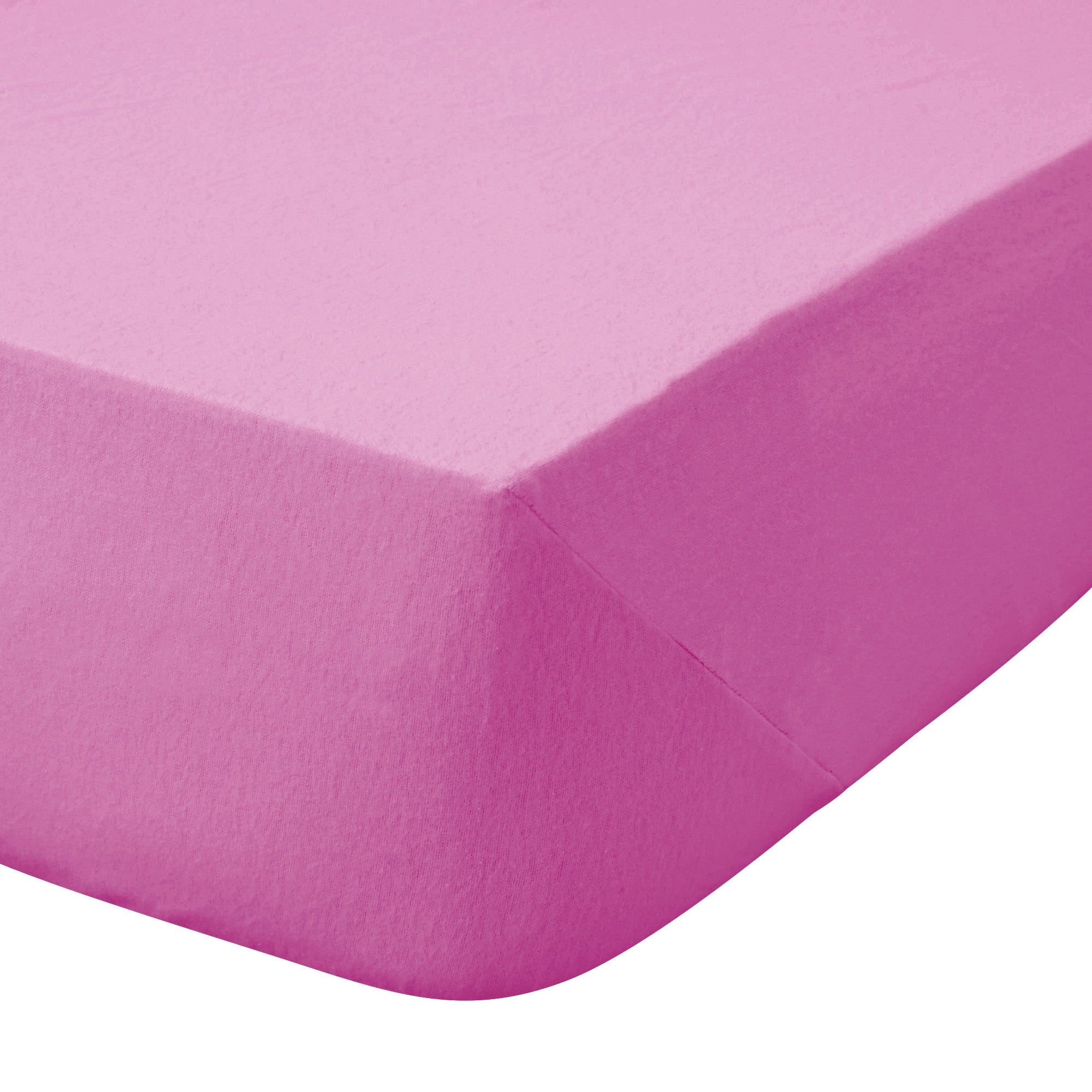 Kids Non Iron Plain Dye Fuchsia 25cm Fitted Sheet Dark Pink