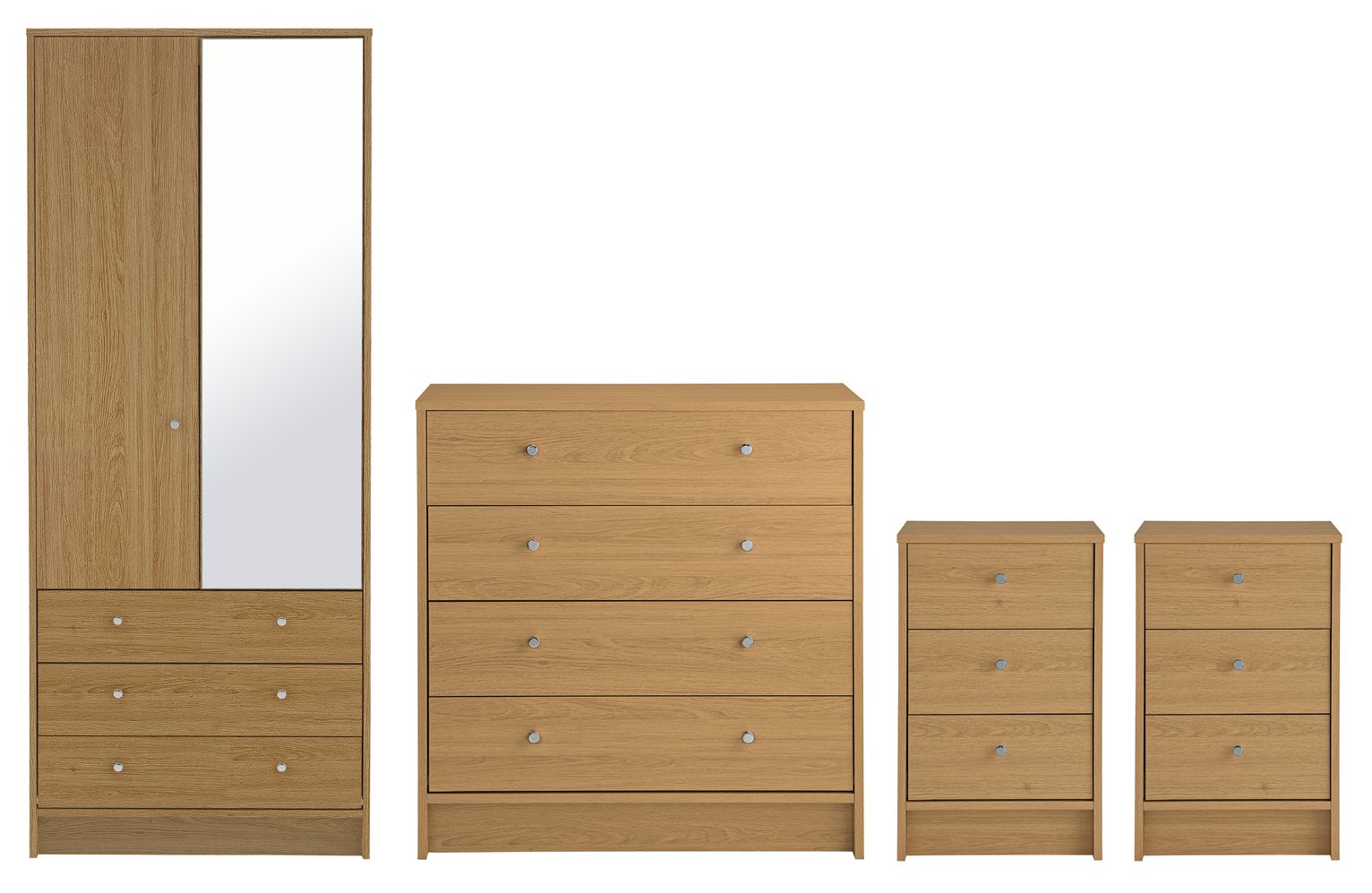 Argos Home Malibu 4 Piece 2 Door Wardrobe Set - Oak Effect