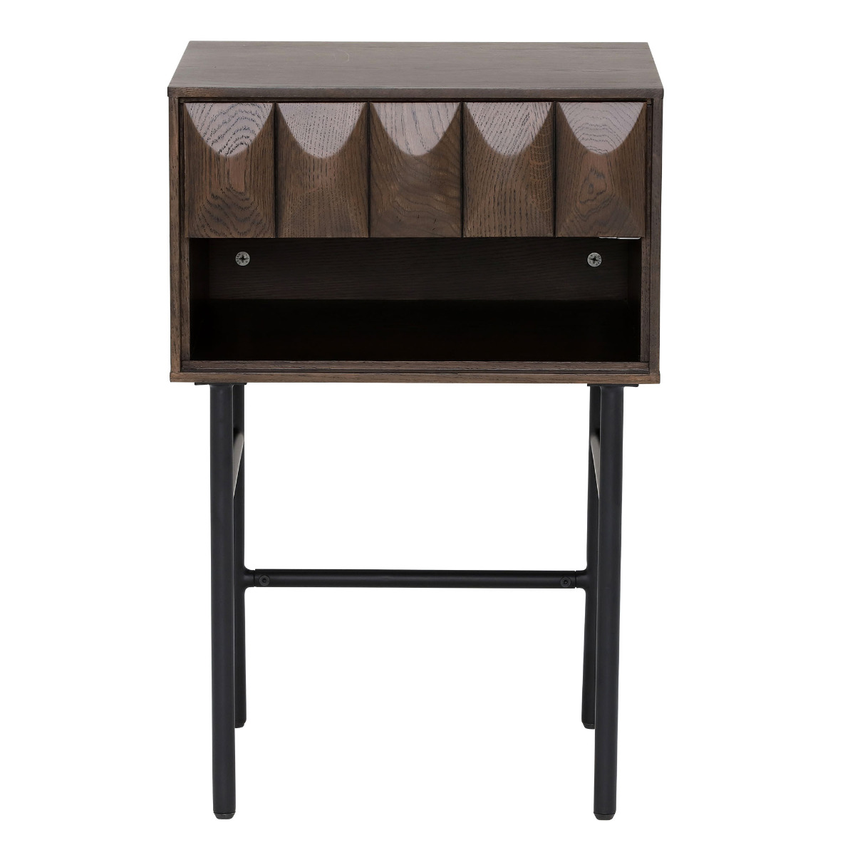 Amos Soft Close Side Table - Solid And Espresso Dark Brown Veneer Oak - Measuring: W46 x D45 x H70cm
