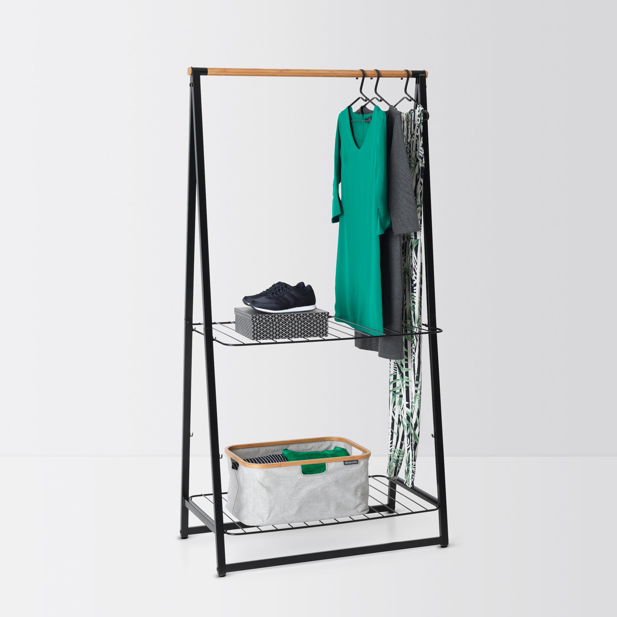 Brabantia Large Black Linen Indoor Clothes Rack Black