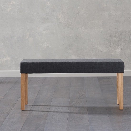 Birlea Fabric Dining Bench Small In Black With Oak Legs