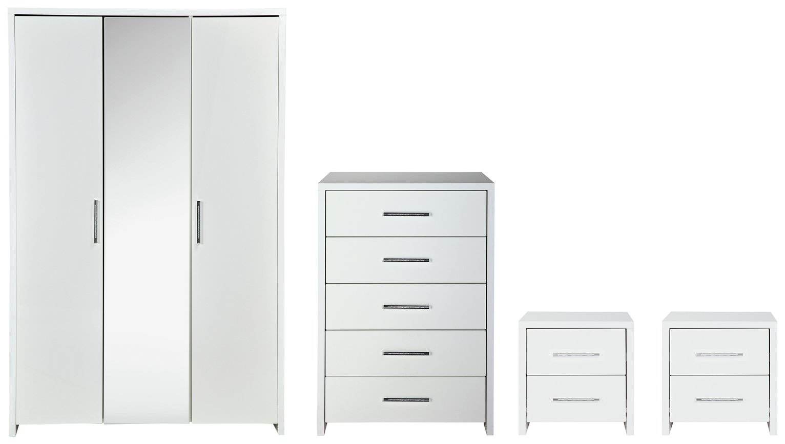 Argos Home Broadway Gloss 4 Piece 3 Door Wardrobe Set -White
