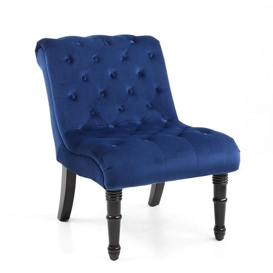 Nicia Accent Chair In Brushed Velvet Ocean Blue With Black Legs